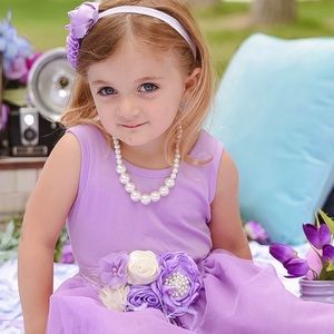 Girls purple and cream floral detailed belt/headband